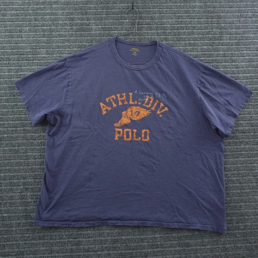 Polo Ralph Lauren T-Shirt Mens 2XB Blue Graphic Athl Div Winged Foot